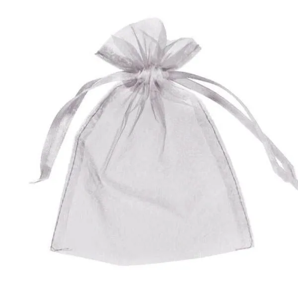 10 Pack Silver Organza Bag - 13cm x 18cm