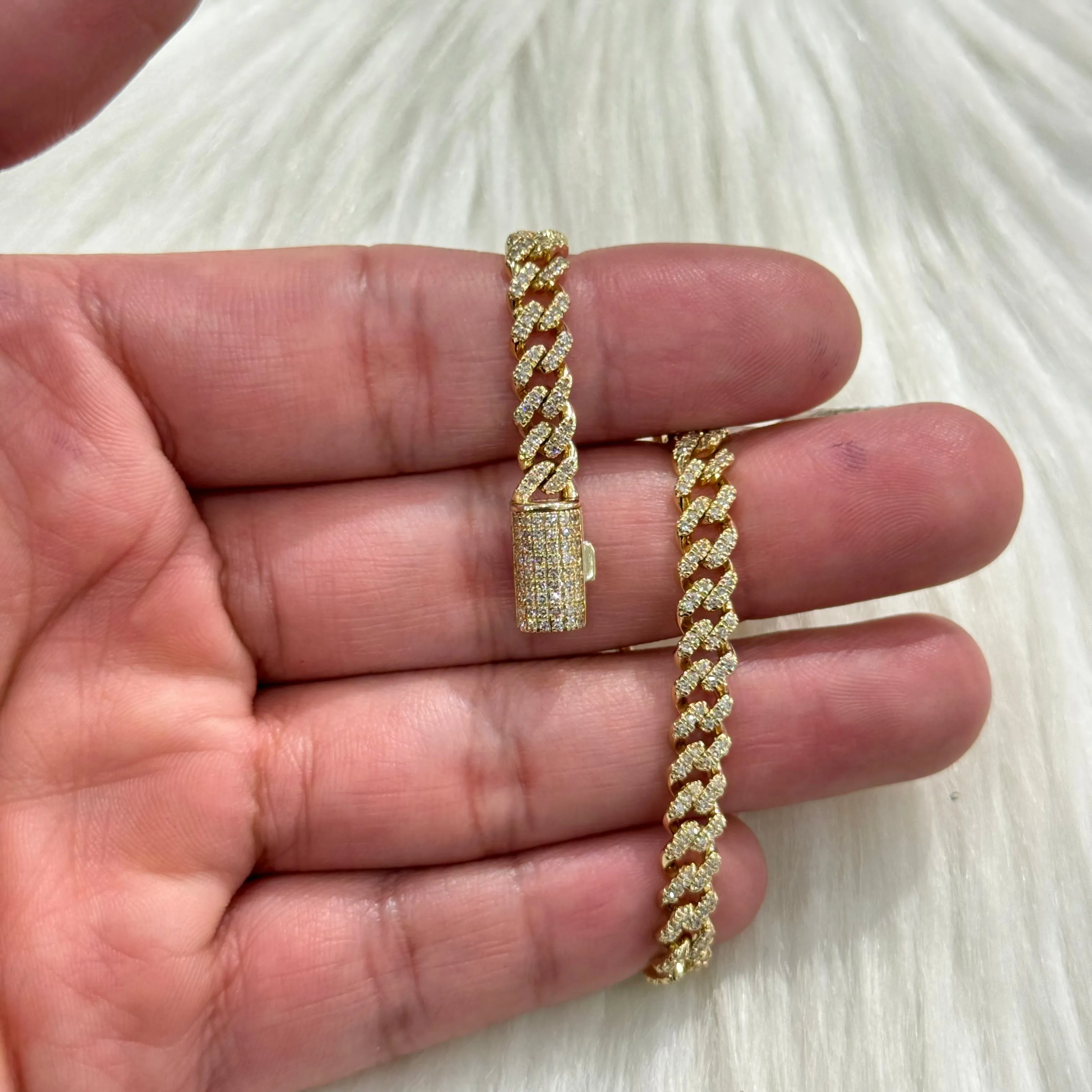 10K Yellow Gold Bustdown Bracelet 1.41Ct Dia / 12.9gr / 5.7mm / 7in