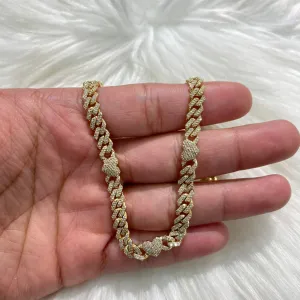 10K Yellow Gold Bustdown Heart Chain 3.48Ct Dia / 36.4gr / 6.2mm / 16in