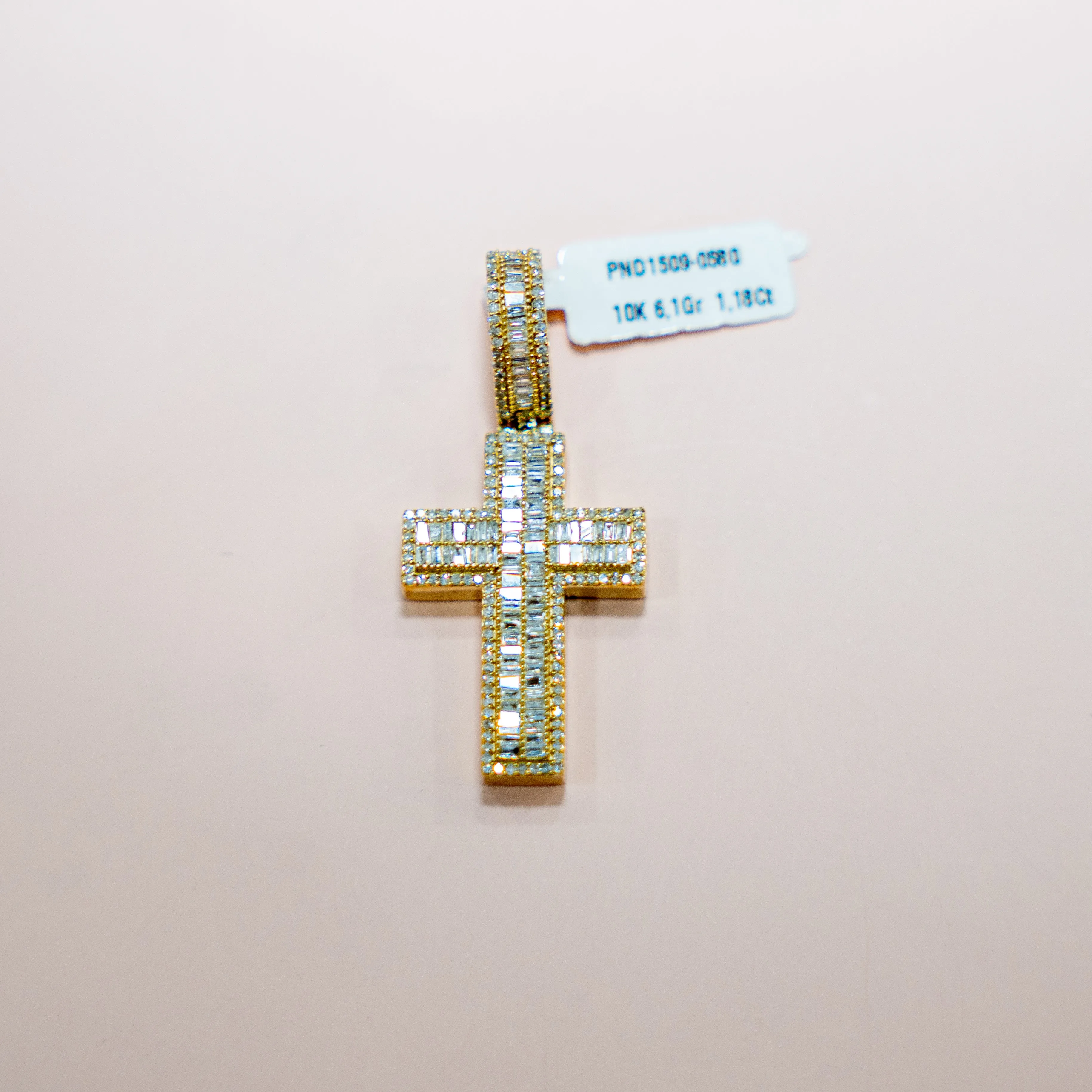 10K Yellow Gold Cross Diamond Pendant 1.18Ct / 6.1gr