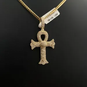 10K Yellow Gold Cross Diamond Pendant 1.25Ct / 4.6gr