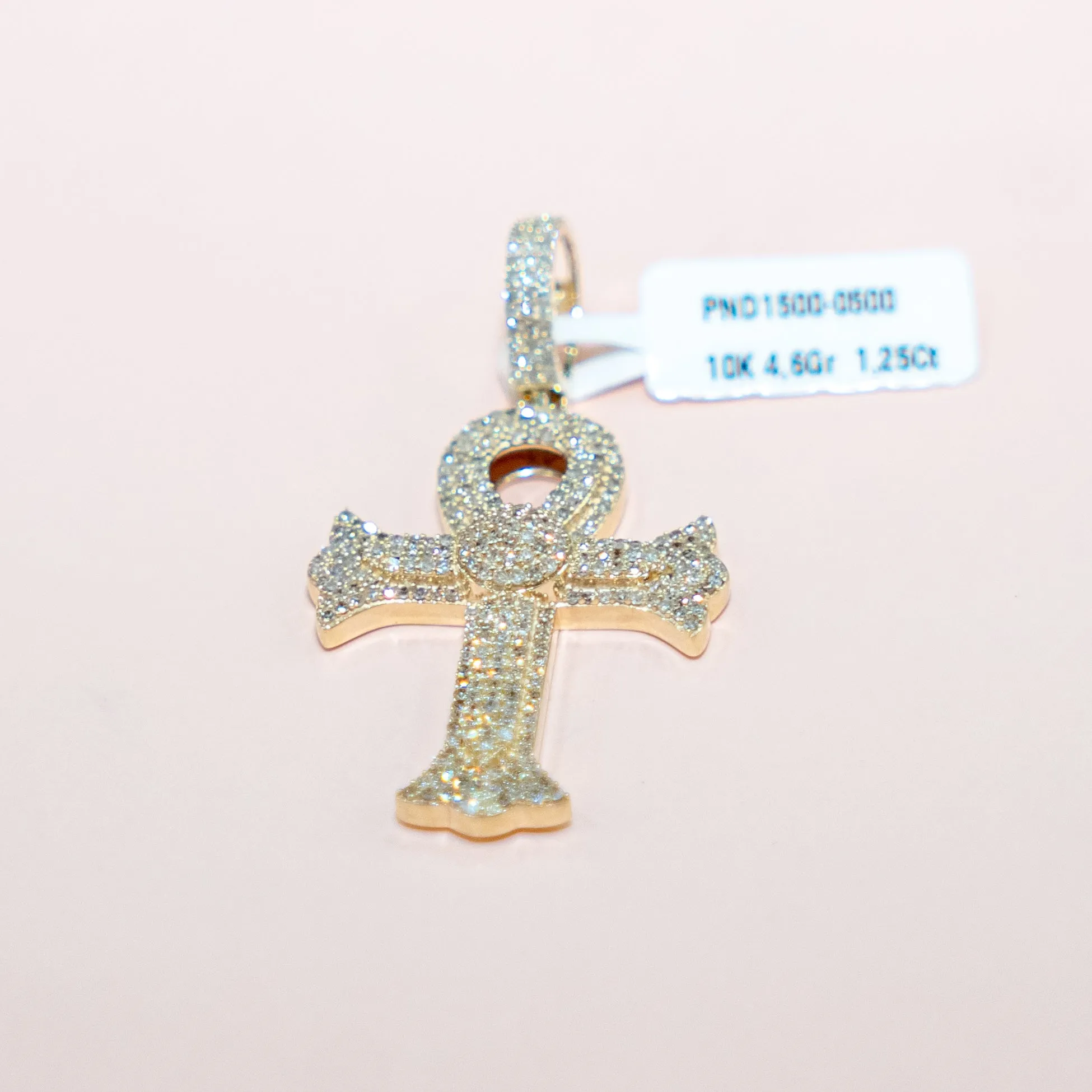 10K Yellow Gold Cross Diamond Pendant 1.25Ct / 4.6gr