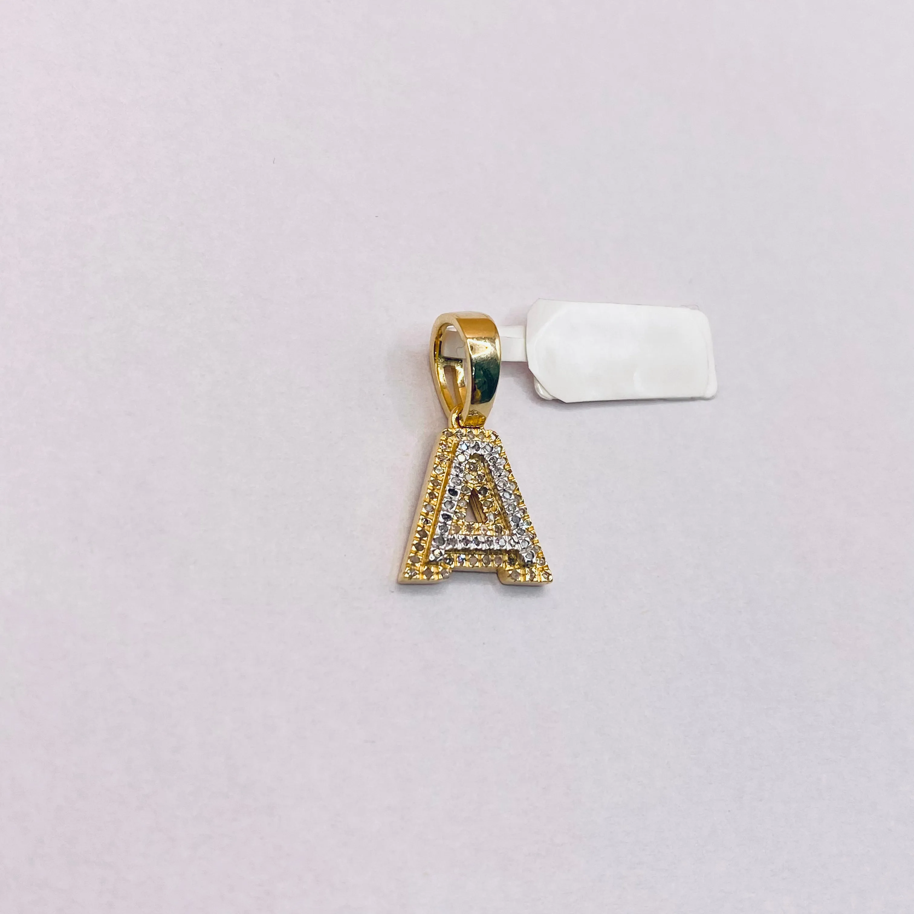 10K Yellow Gold Diamond Letter A Pendant / 2.1gr