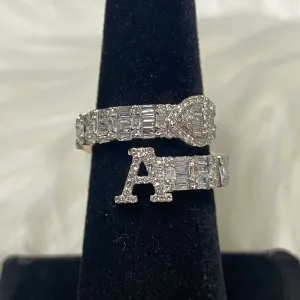 10K Yellow Gold Diamond Letter A With Heart Ring 0.99Ct Dia / 5.2gr / Size 6