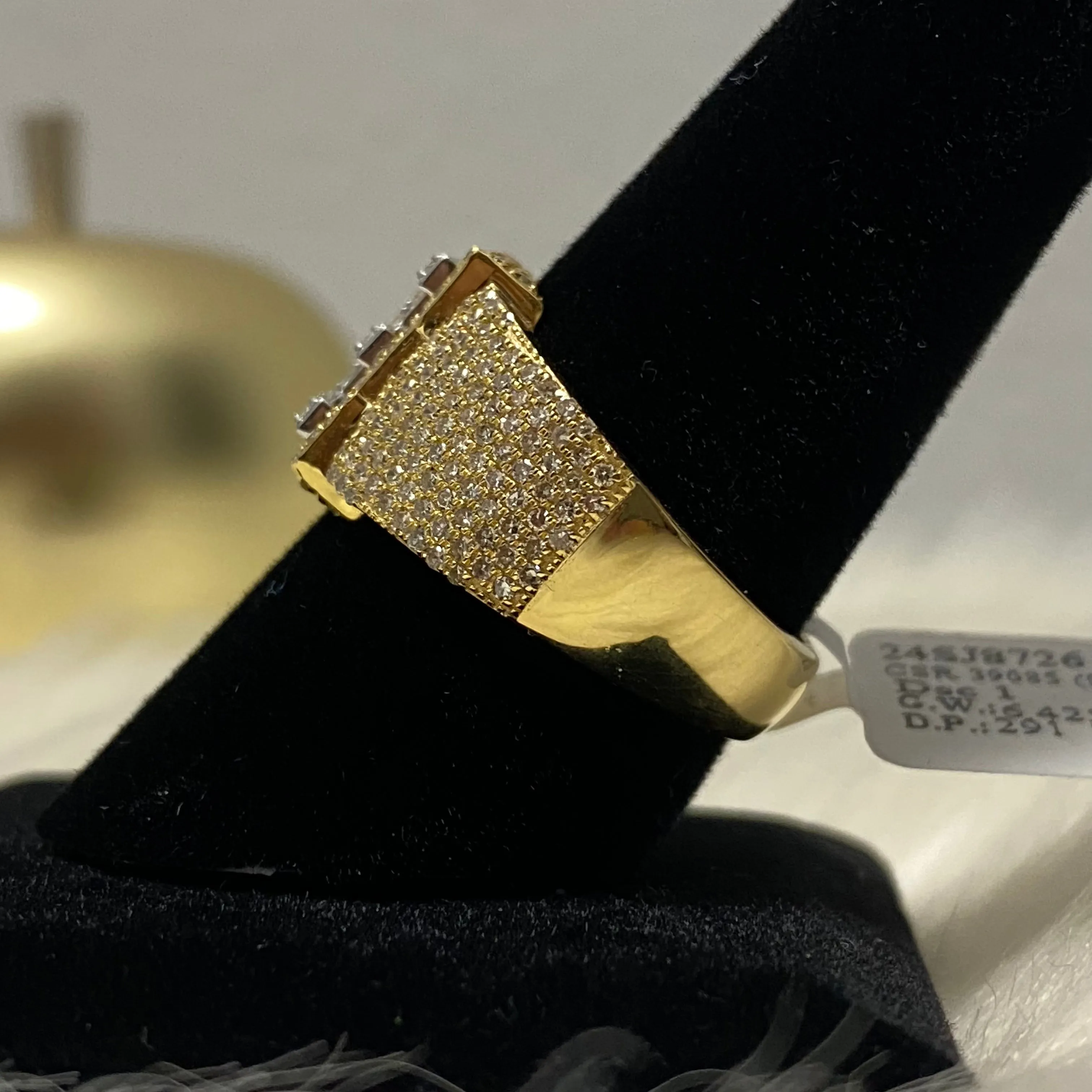 10K Yellow Gold Diamond Letter E Ring 1.48Ct Dia / 6.4gr / Size 9