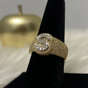 10K Yellow Gold Diamond Letter S Ring 1.45Ct Dia / 6.2gr / Size 9