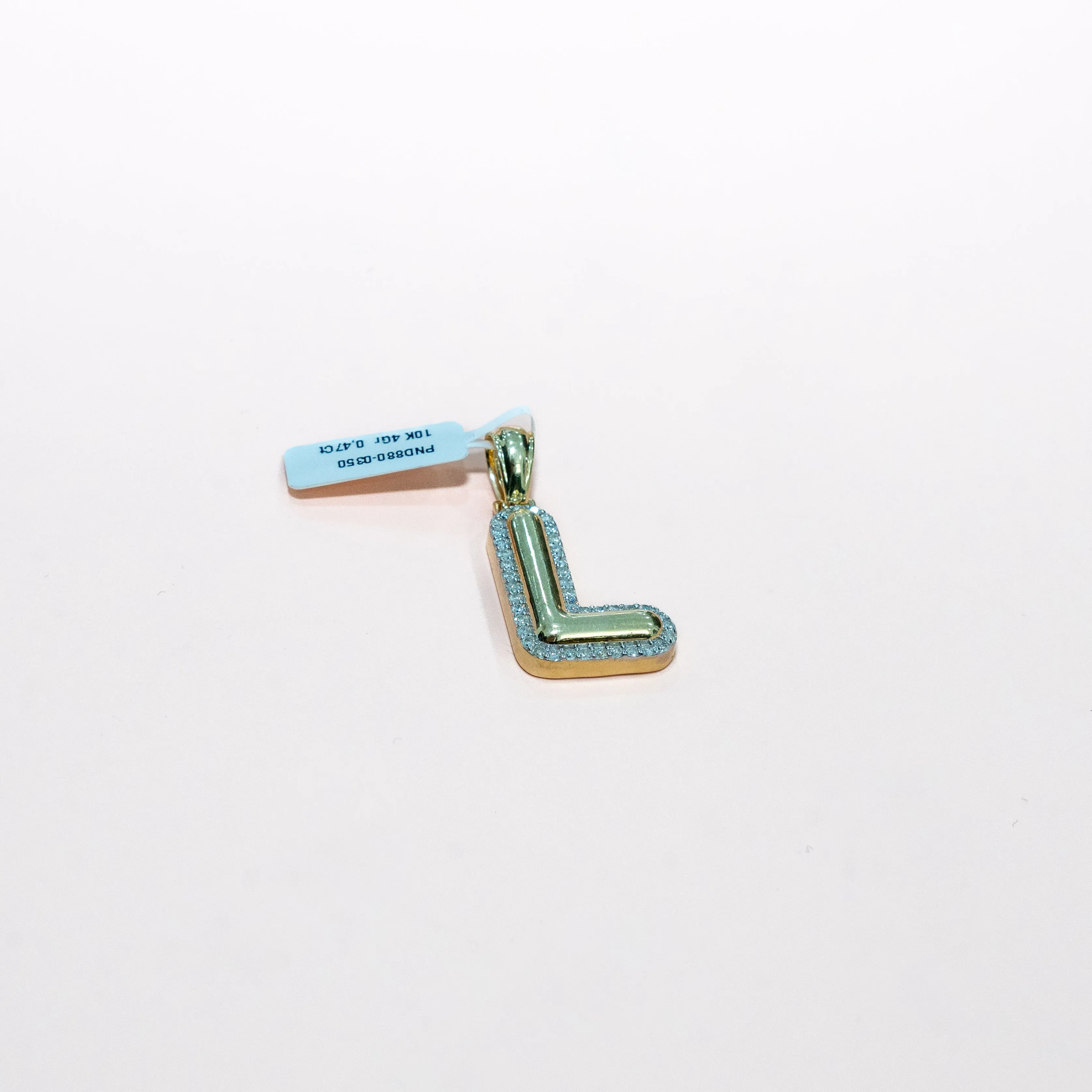 10K Yellow Gold Letter L Pendant With Diamond 0.47 / 4gr