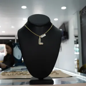 10K Yellow Gold Letter L Pendant With Diamond 0.47 / 4gr