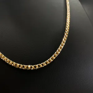 10K Yellow - White Gold Diamond Cut Chain / 25.8gr / 3.1mm / 22in