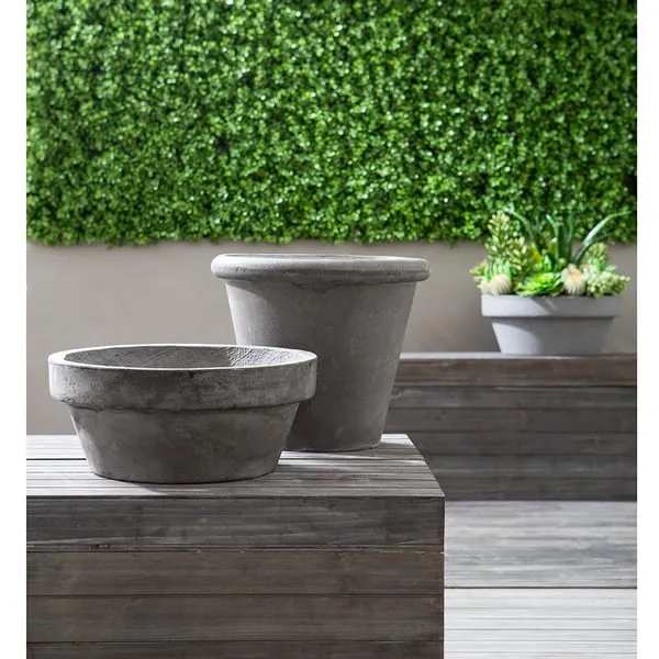 12"Hx13.7"W Fiber Cement Tapered Planter -Gray