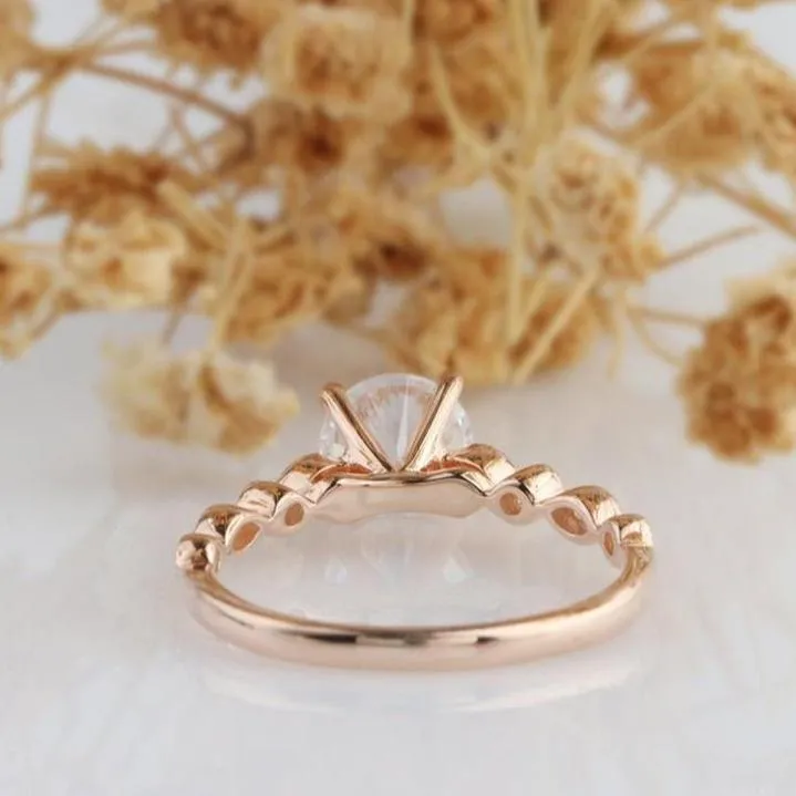 14k Rose Gold 1.0 Ct Round Cut Diamond Engagement Ring