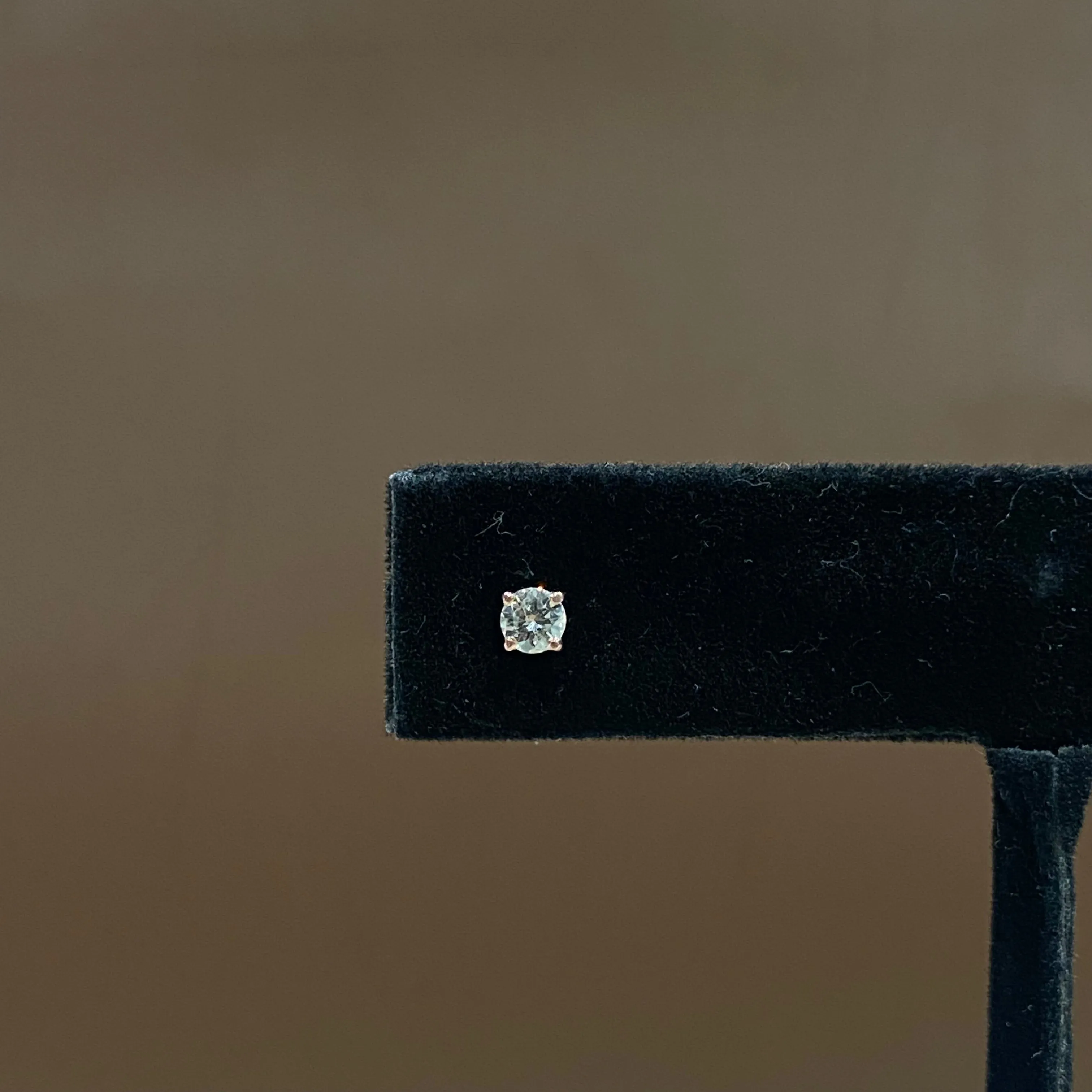 14K Rose Gold Diamond Luxury Stud Earrings 0.25Ct / 0.5gr