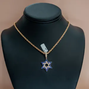 14K Rose Gold Star Of David Pendant With Diamond 0.55Ct / 5gr