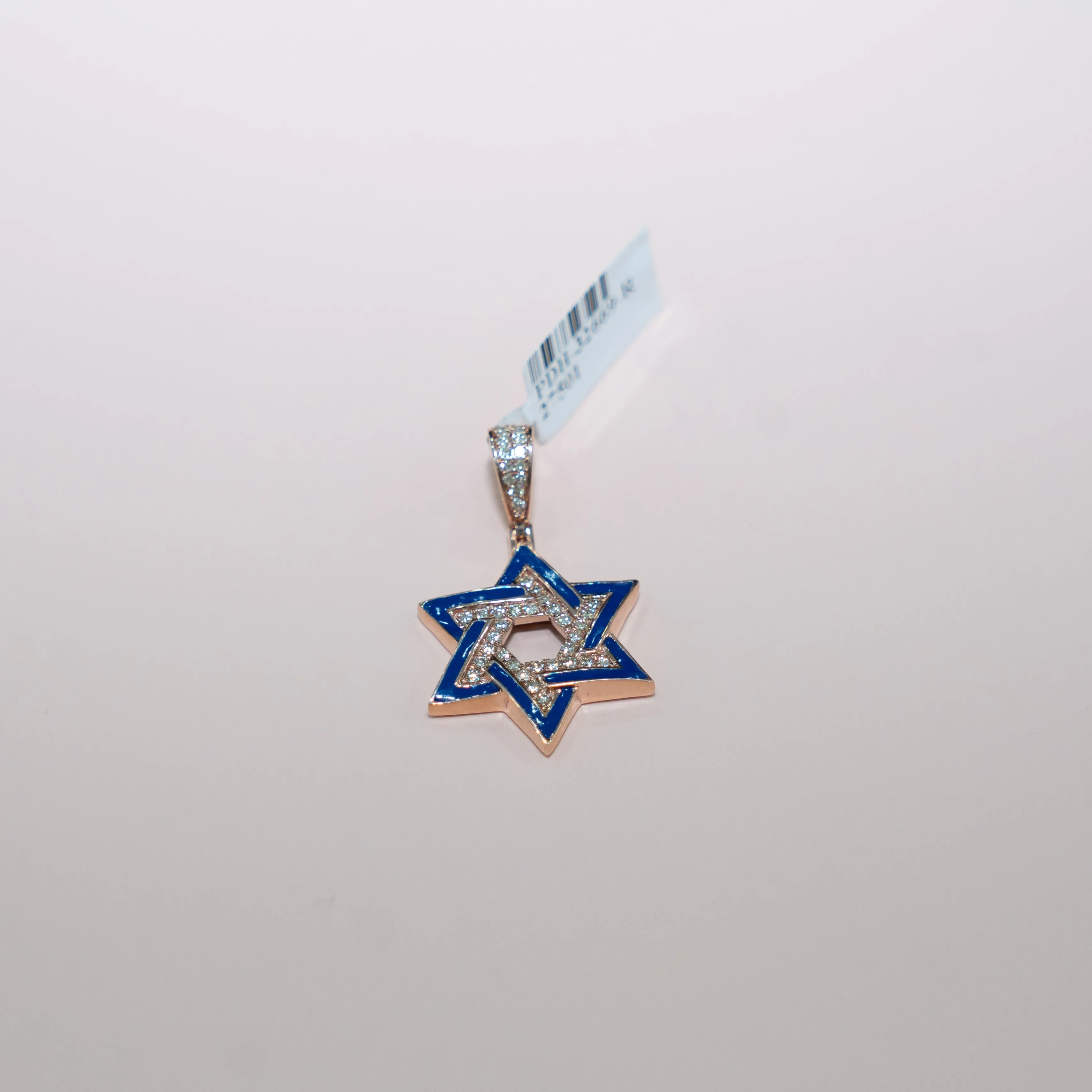 14K Rose Gold Star Of David Pendant With Diamond 0.55Ct / 5gr