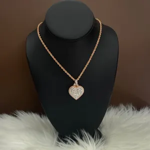 14K Rose-White Gold Diamond Heart Pendant 1.80Ct / 8.8gr