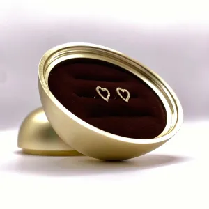 14K Yellow Gold Diamond Heart Stud Earrings 0.29Ct / 0.7gr