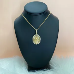 14K Yellow Gold Diamond Sagred Jesus Pendant  1.21Ct Dia / 12.1gr
