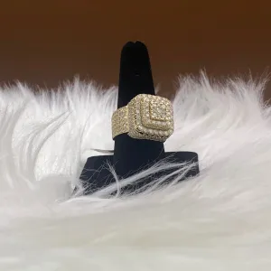 14K Yellow Gold Diamond Square Fashion Ring 5.99Ct / 15.3gr / Size 9