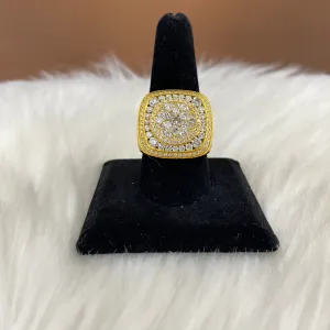 14K Yellow Gold Diamond Square Ring Ct Dia  / 10.7gr / Size 10