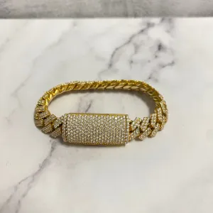 14K Yellow Gold Prong Links Bracelet Ct Dia / 86.5gr / 12mm / 7.5in