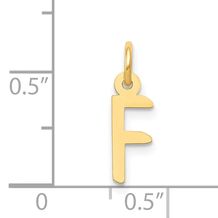 14k Yellow Gold Small Slanted Block Letter F Initial Pendant