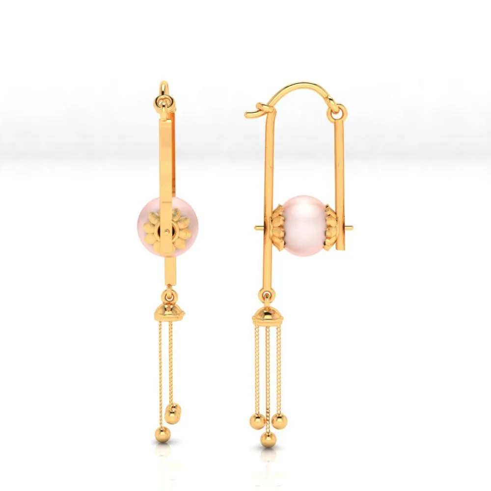 18k Gold Dangler Earrings With Very Unique Craftsmanship