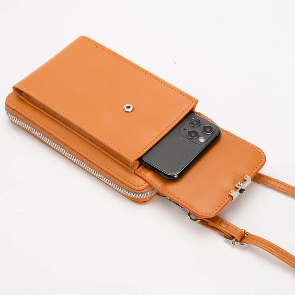 (18x11x5cm) Universal Cell Phone Leather Shoulder Bag Wallet Fashion Crossbody Bag - Blue (Style 1)