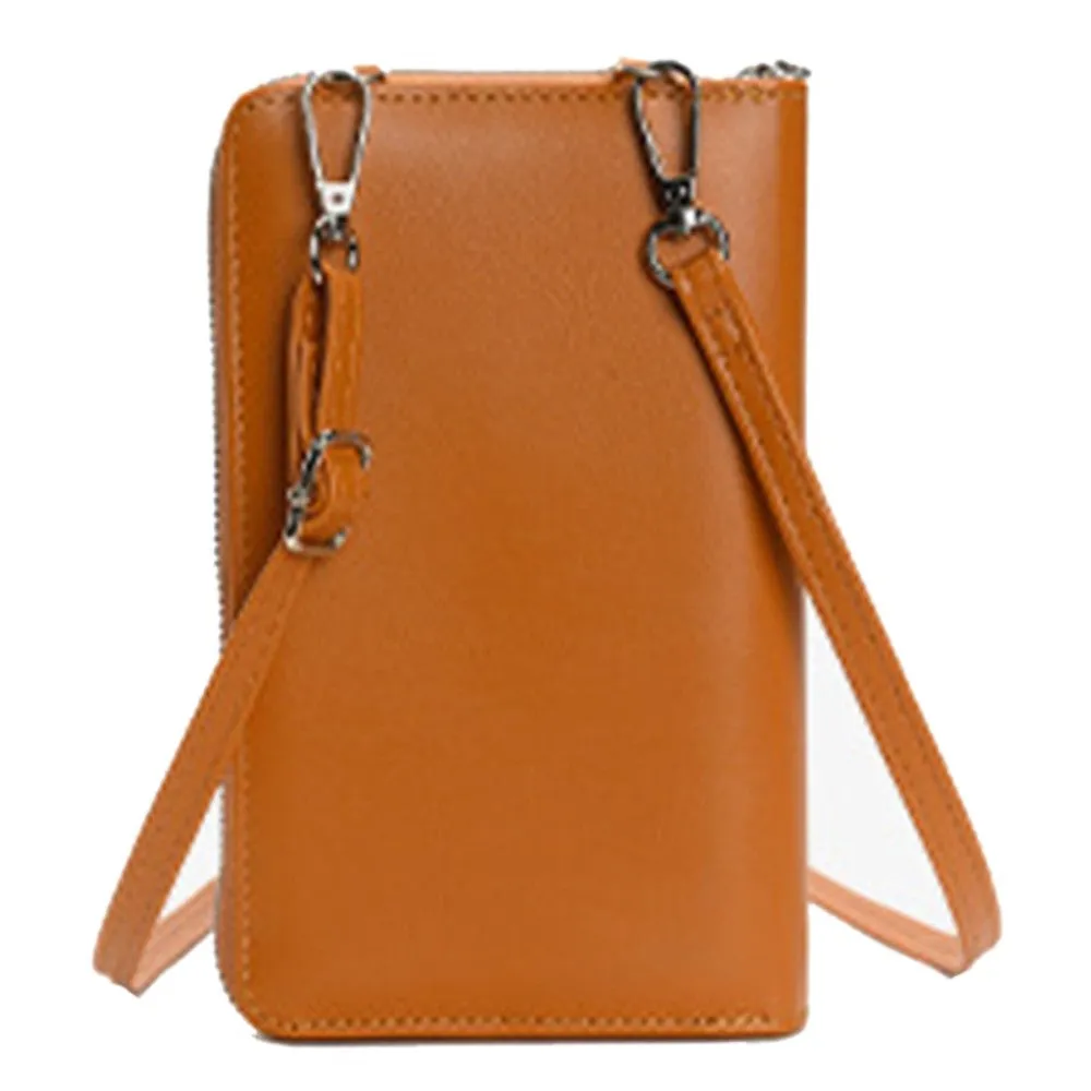 (18x11x5cm) Universal Cell Phone Leather Shoulder Bag Wallet Fashion Crossbody Bag - Blue (Style 1)