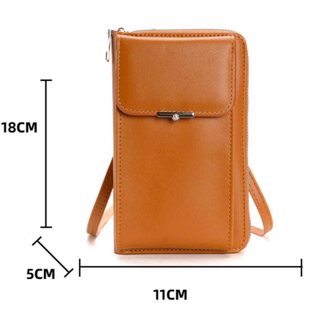 (18x11x5cm) Universal Cell Phone Leather Shoulder Bag Wallet Fashion Crossbody Bag - Blue (Style 1)
