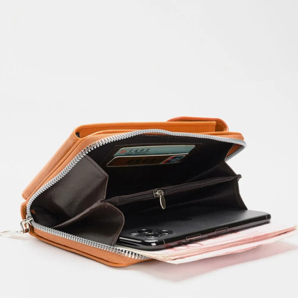 (18x11x5cm) Universal Cell Phone Leather Shoulder Bag Wallet Fashion Crossbody Bag - Blue (Style 1)