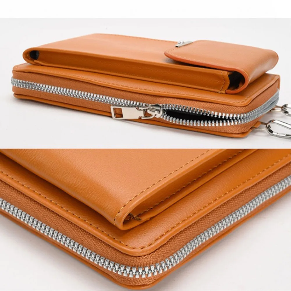 (18x11x5cm) Universal Cell Phone Leather Shoulder Bag Wallet Fashion Crossbody Bag - Blue (Style 1)