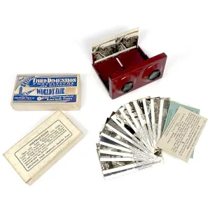 1933 Chicago World's Fair Keystone Steroscope in Original Box w/ 15 Photographs