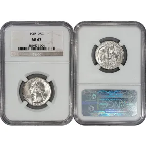 1965 Washington Quarter - NGC MS 67 - Pop 155, 33 Higher