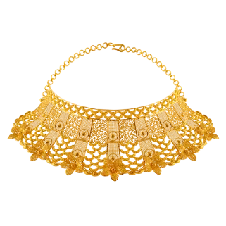 22k Jewellery Full Set With Floral Design And Intricate Craftsmanship