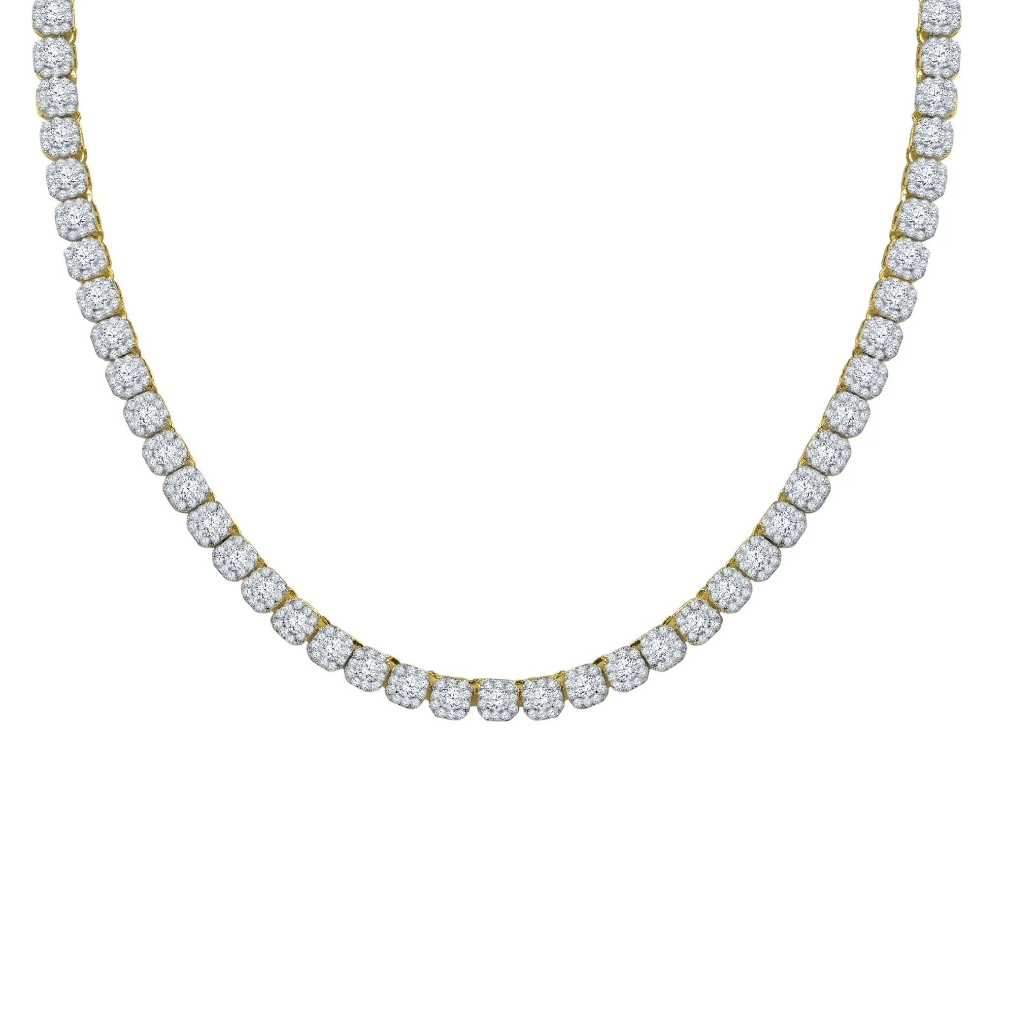 5MM Square Tennis Chain - Elegant Brass CZ Jewelry for Men - 18-22" Lengths Available
