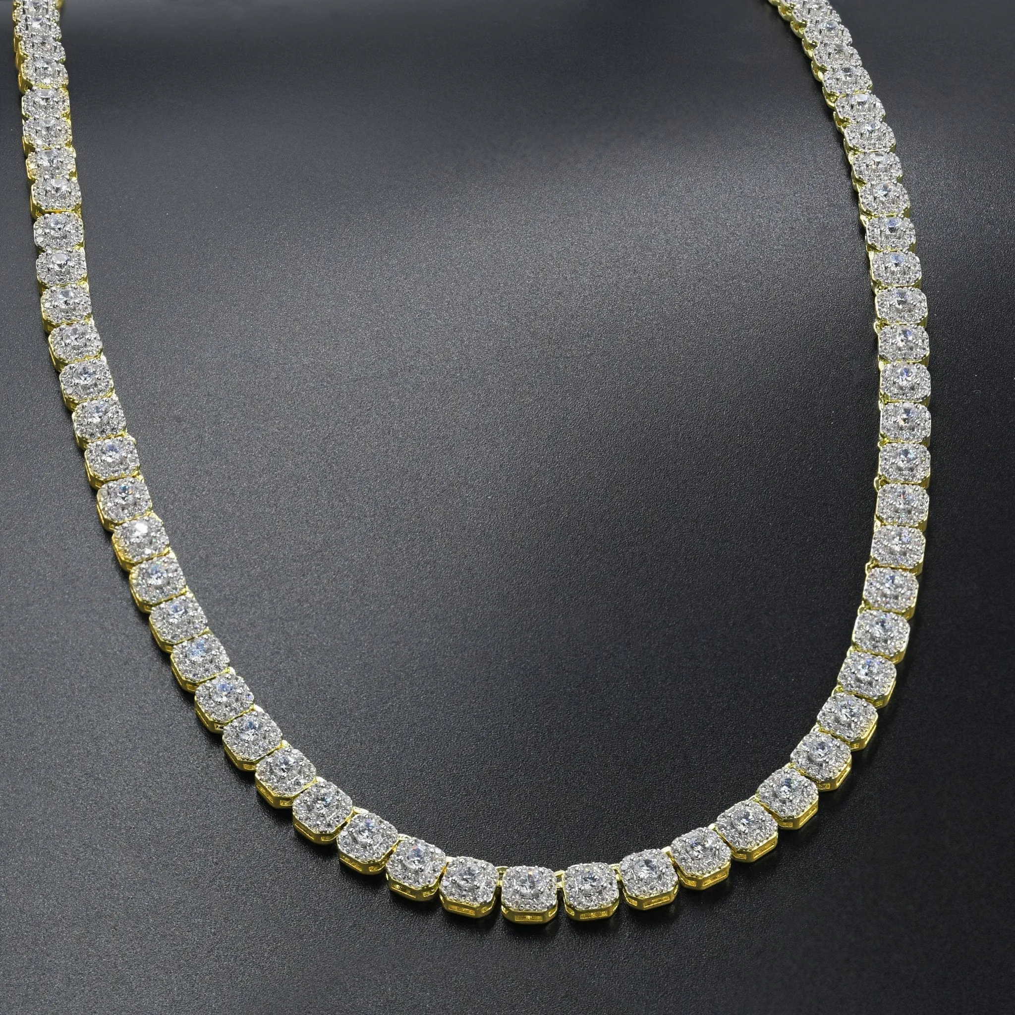5MM Square Tennis Chain - Elegant Brass CZ Jewelry for Men - 18-22" Lengths Available