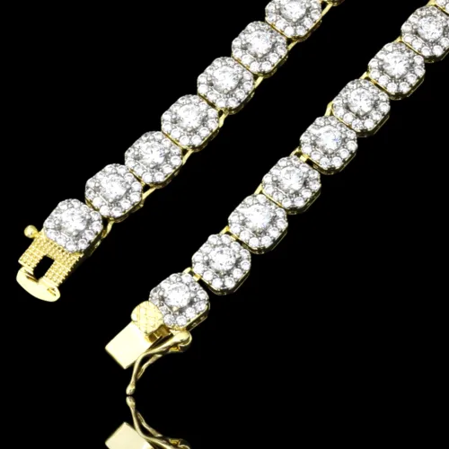 5MM Square Tennis Chain - Elegant Brass CZ Jewelry for Men - 18-22" Lengths Available
