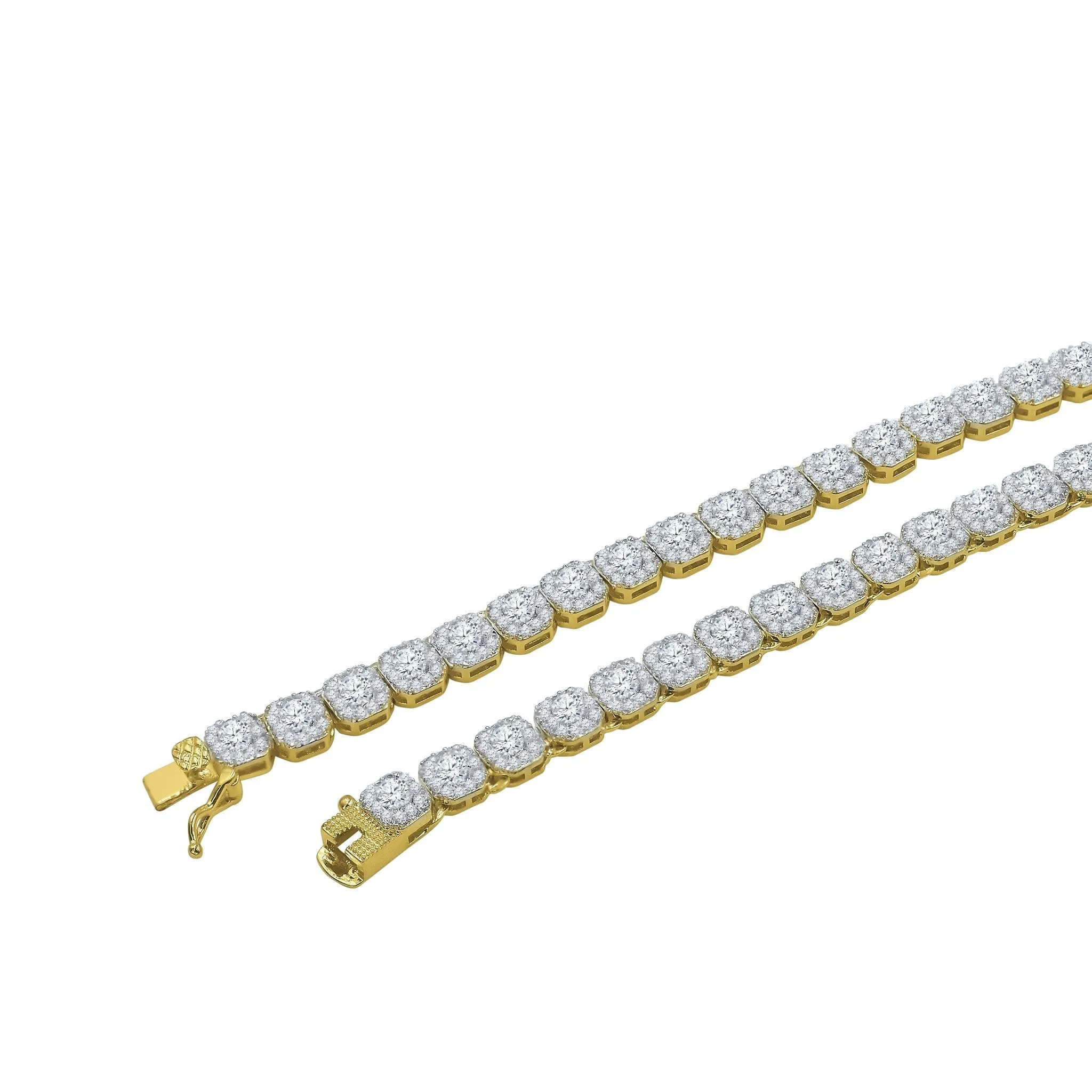 5MM Square Tennis Chain - Elegant Brass CZ Jewelry for Men - 18-22" Lengths Available