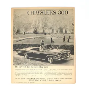 Advertisement, Chrysler 300 Convertible, Original 1962 Magazine Ad, Vintage
