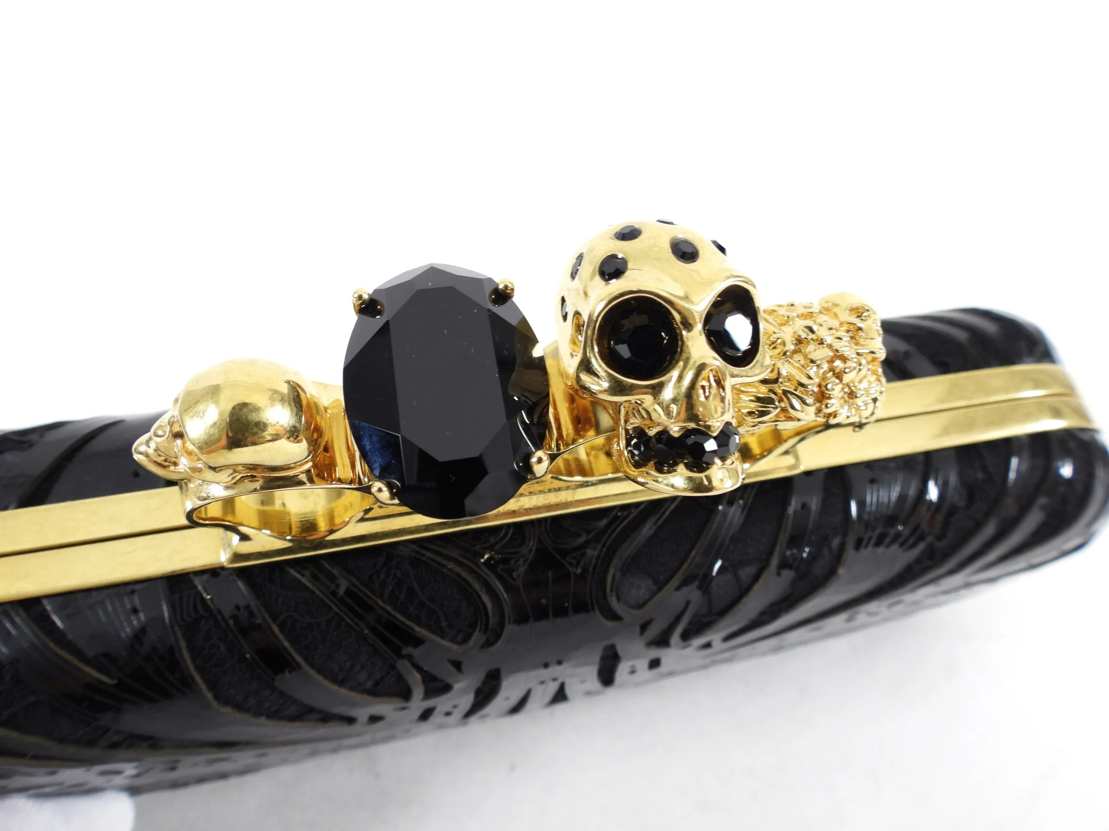 Alexander McQueen Patent and Lace Knuckle Duster Clutch