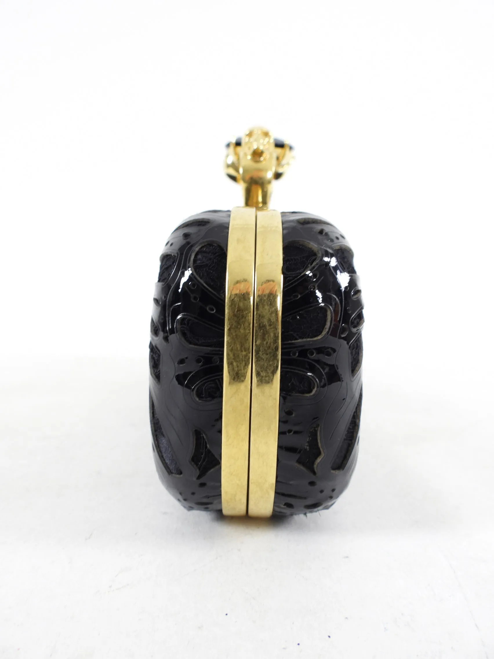 Alexander McQueen Patent and Lace Knuckle Duster Clutch