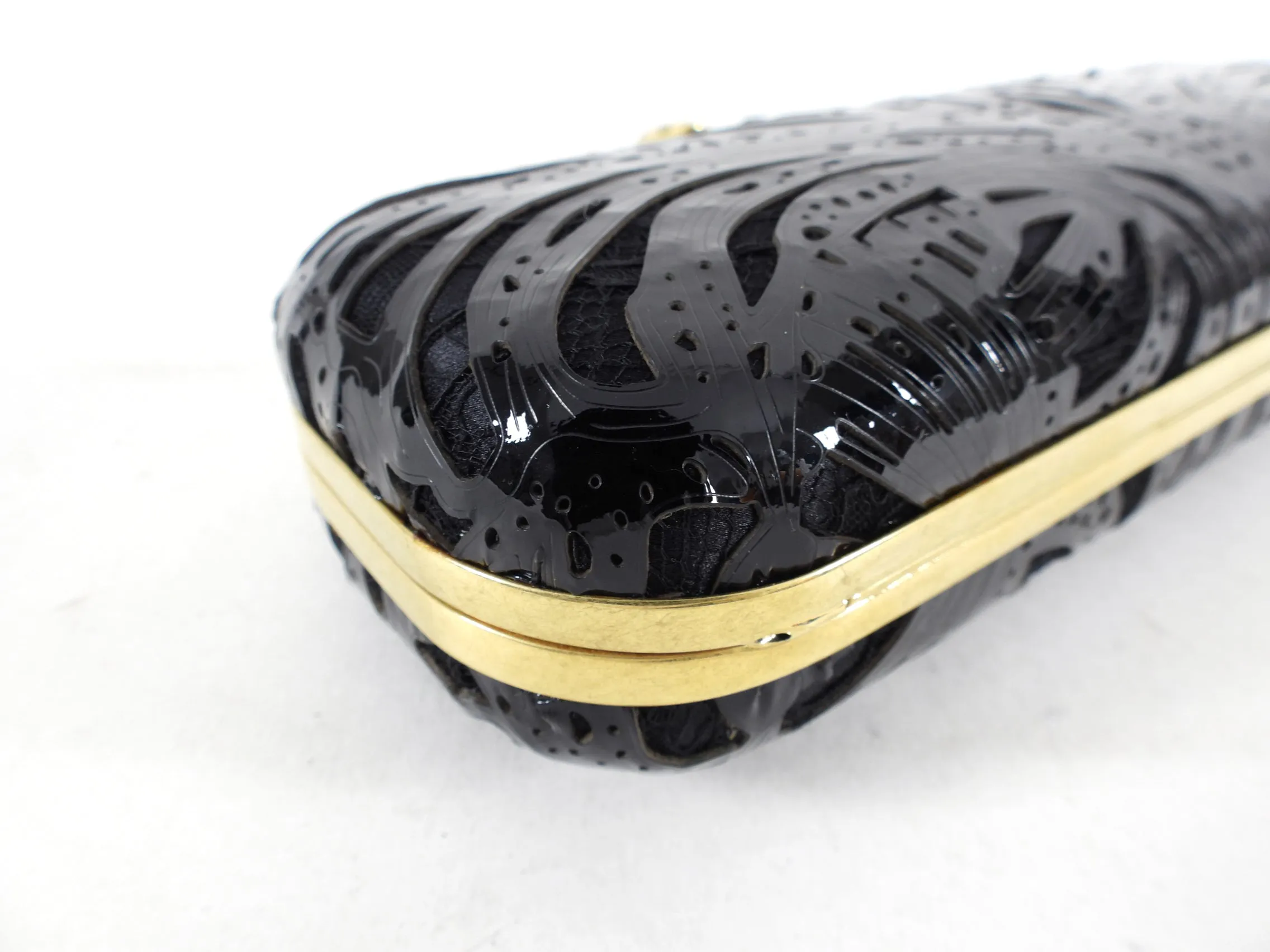 Alexander McQueen Patent and Lace Knuckle Duster Clutch