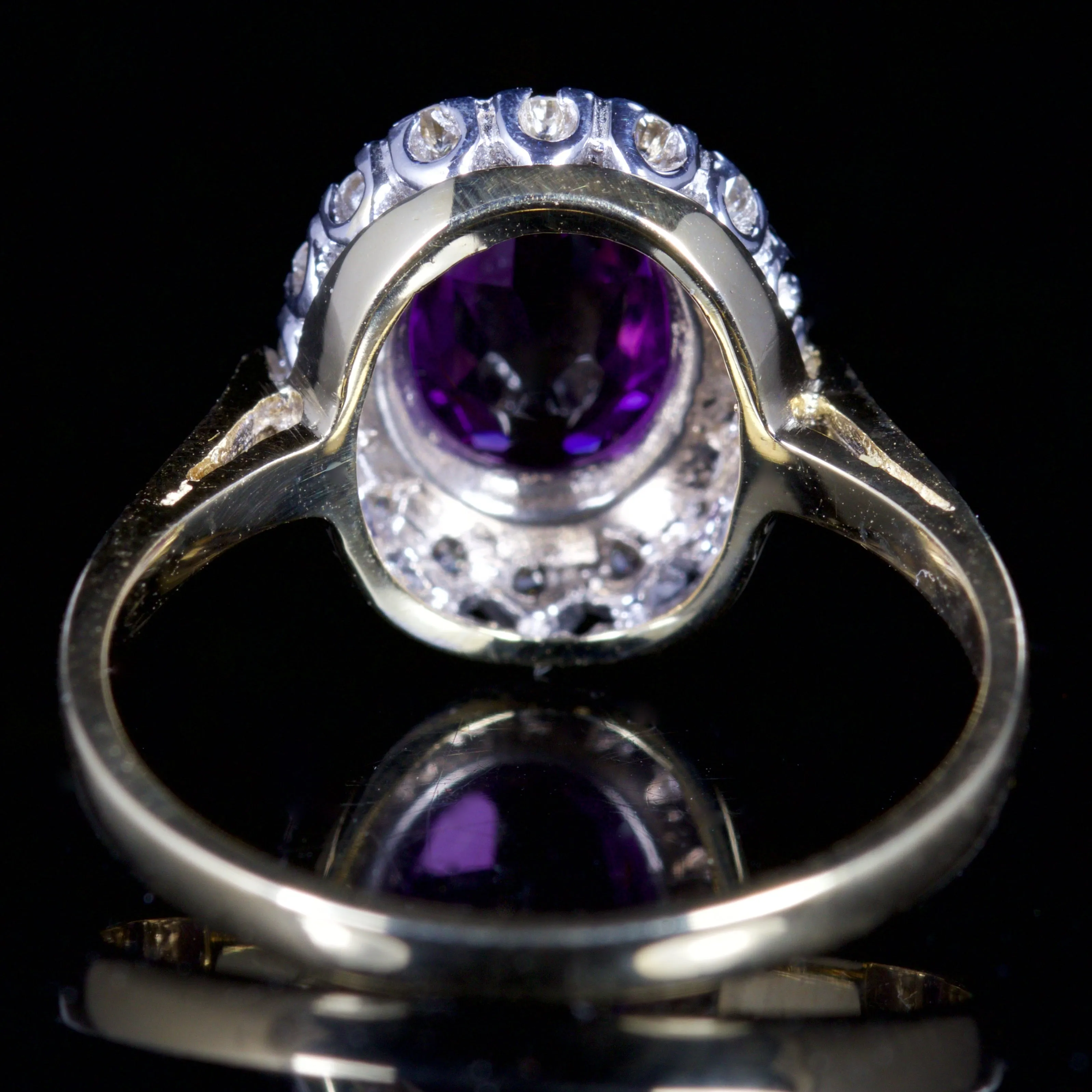 Amethyst Diamond Cluster Ring 9Ct Gold Ring
