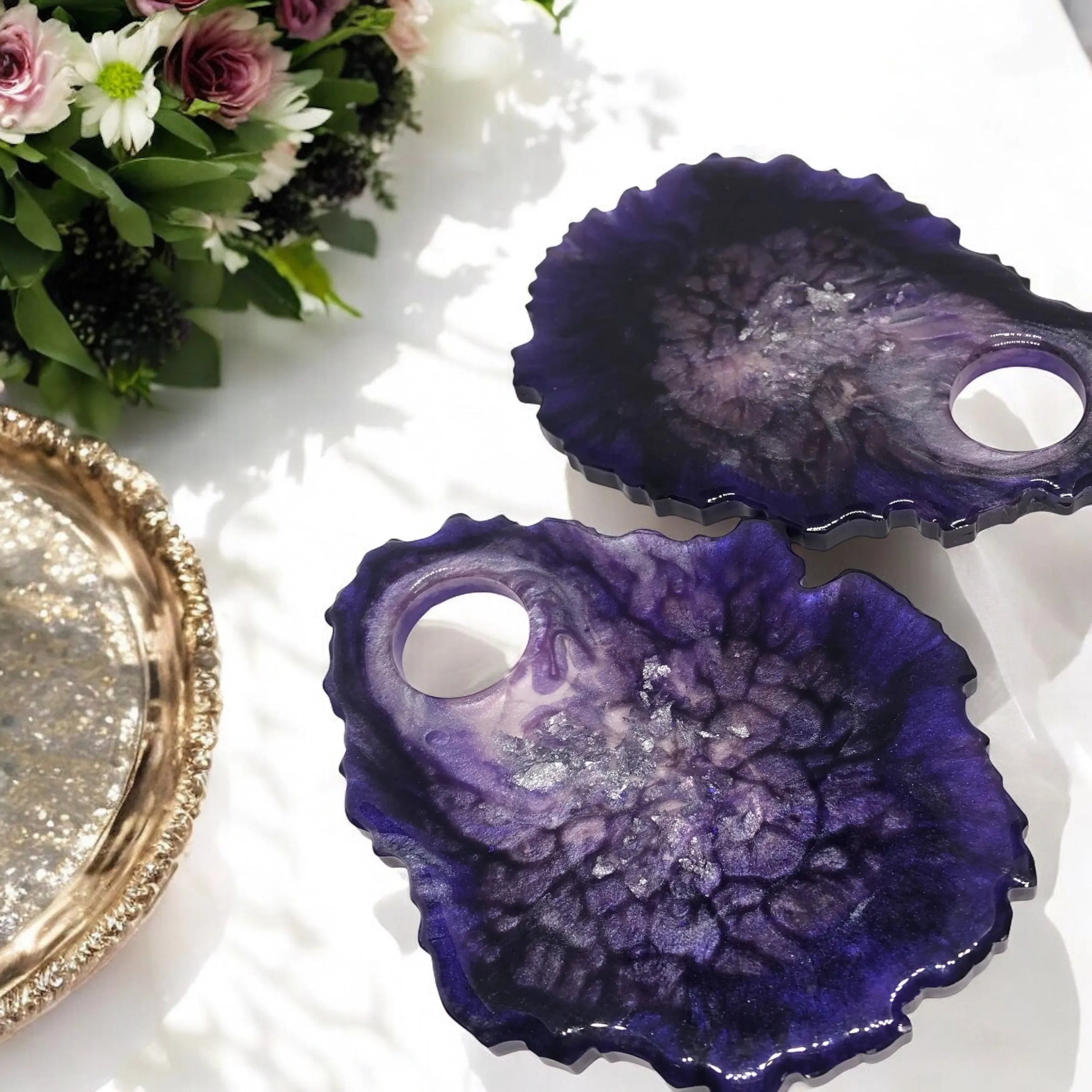 Amethyst Makeup Nail Pallet or Coaster