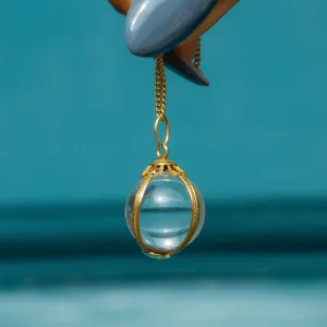 Antique 18ct Gold Rock Crystal Pools of Light Orb Pendant