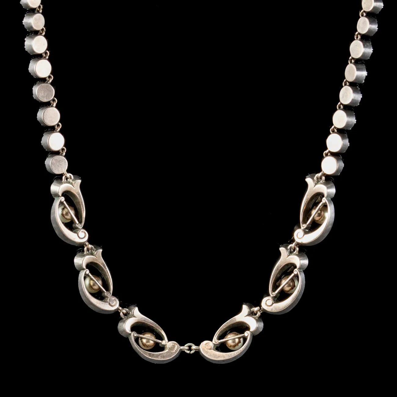 Antique Edwardian Paste Pearl Riviere Necklace Silver Circa 1905