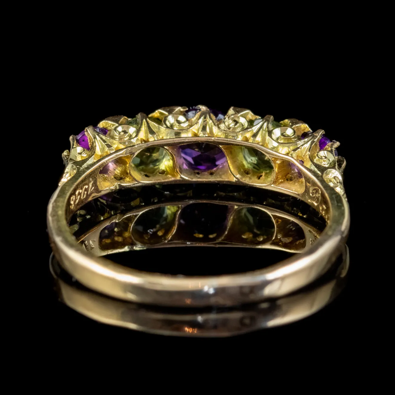 Antique Edwardian Suffragette Ring Amethyst Peridot Diamond 18Ct Gold Circa 1904