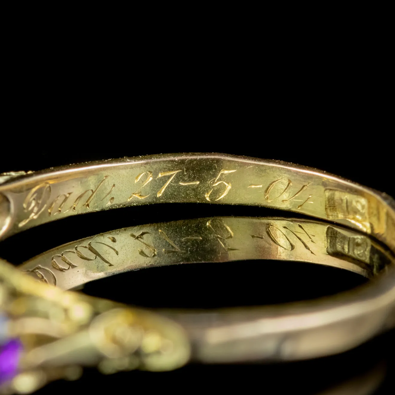 Antique Edwardian Suffragette Ring Amethyst Peridot Diamond 18Ct Gold Circa 1904