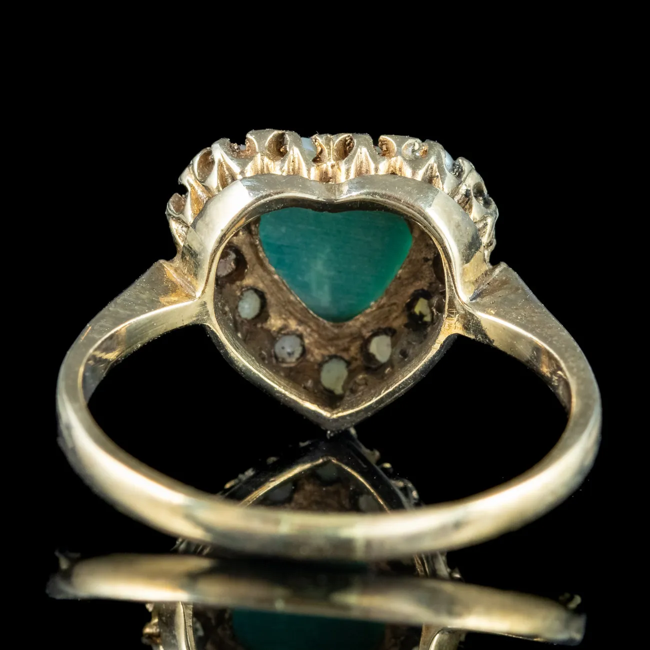 Antique Edwardian Turquoise Pearl Heart Ring