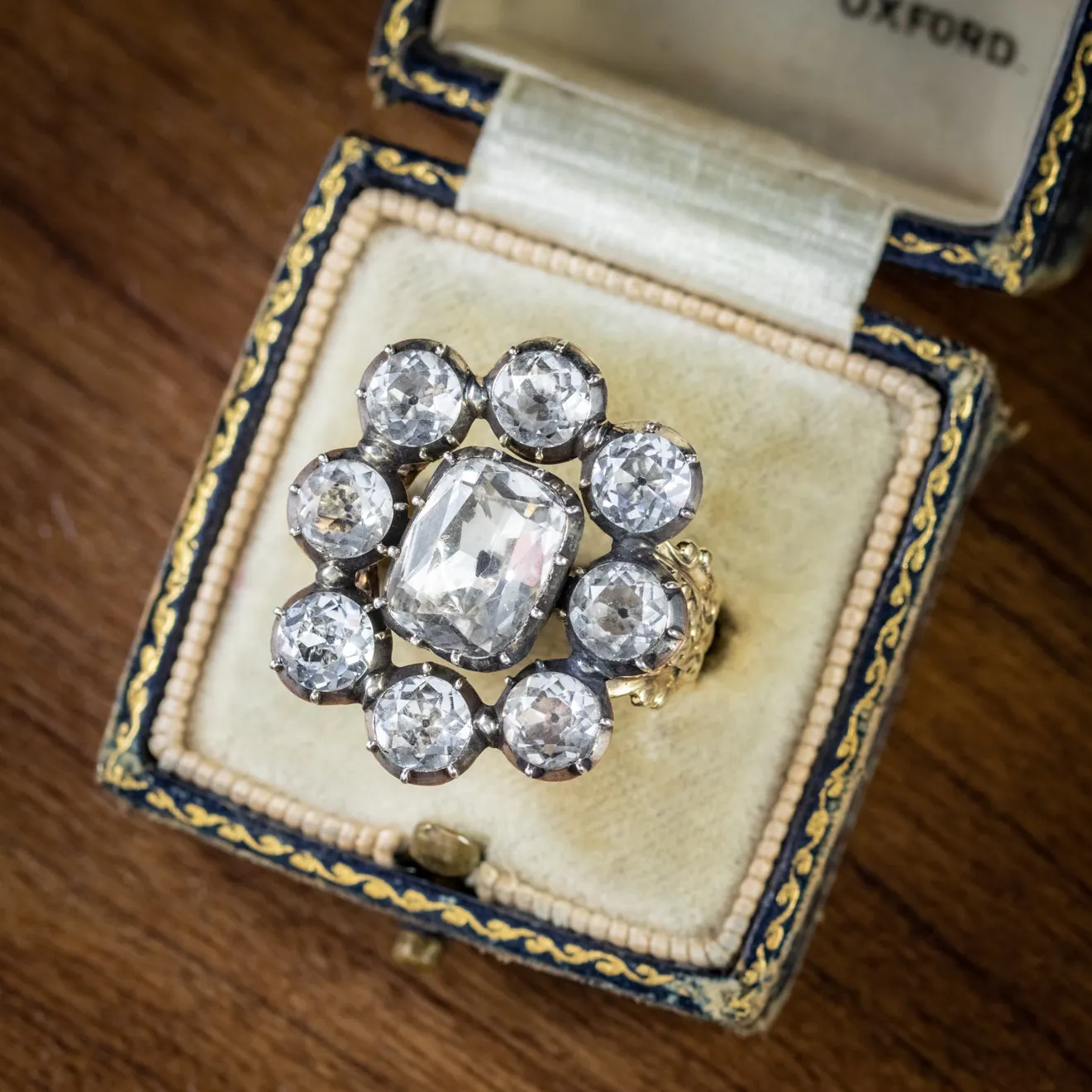 Antique Georgian Paste Cluster Ring 18Ct Gold Circa 1800